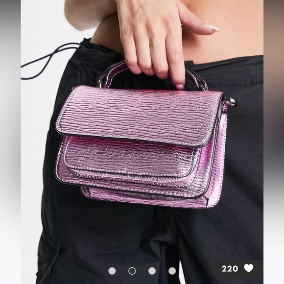 💓HVISK Renei Vegan Leather Crossbody Metallic Bag💓ASOS - Picture 2 of 7
